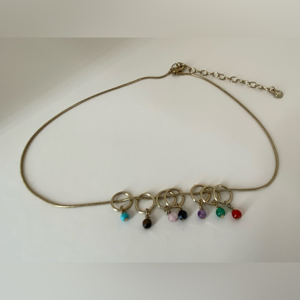 R.J Graziano Colorful Pendent Gemstone Necklace Gold Tone 16” - 19”